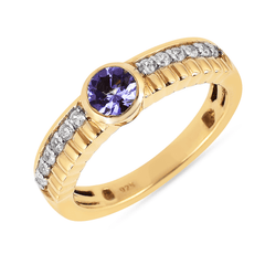 Bague en Argent 925 doré Or jaune 18k assemblée de Tanzanite et Oxyde de zirconium - Maison Di Giorgio