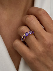 Bague en Argent 925 doré Or jaune 18k assemblée d'Améthyste - Maison Di Giorgio