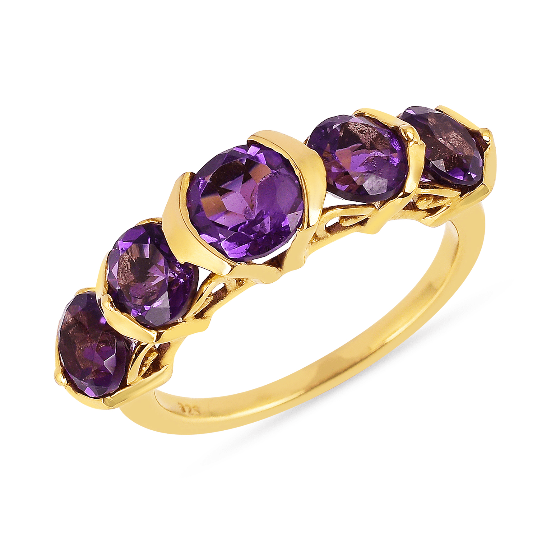 Bague en Argent 925 doré Or jaune 18k assemblée d'Améthyste - Maison Di Giorgio