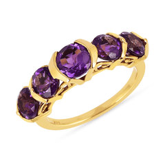 Bague en Argent 925 doré Or jaune 18k assemblée d'Améthyste - Maison Di Giorgio