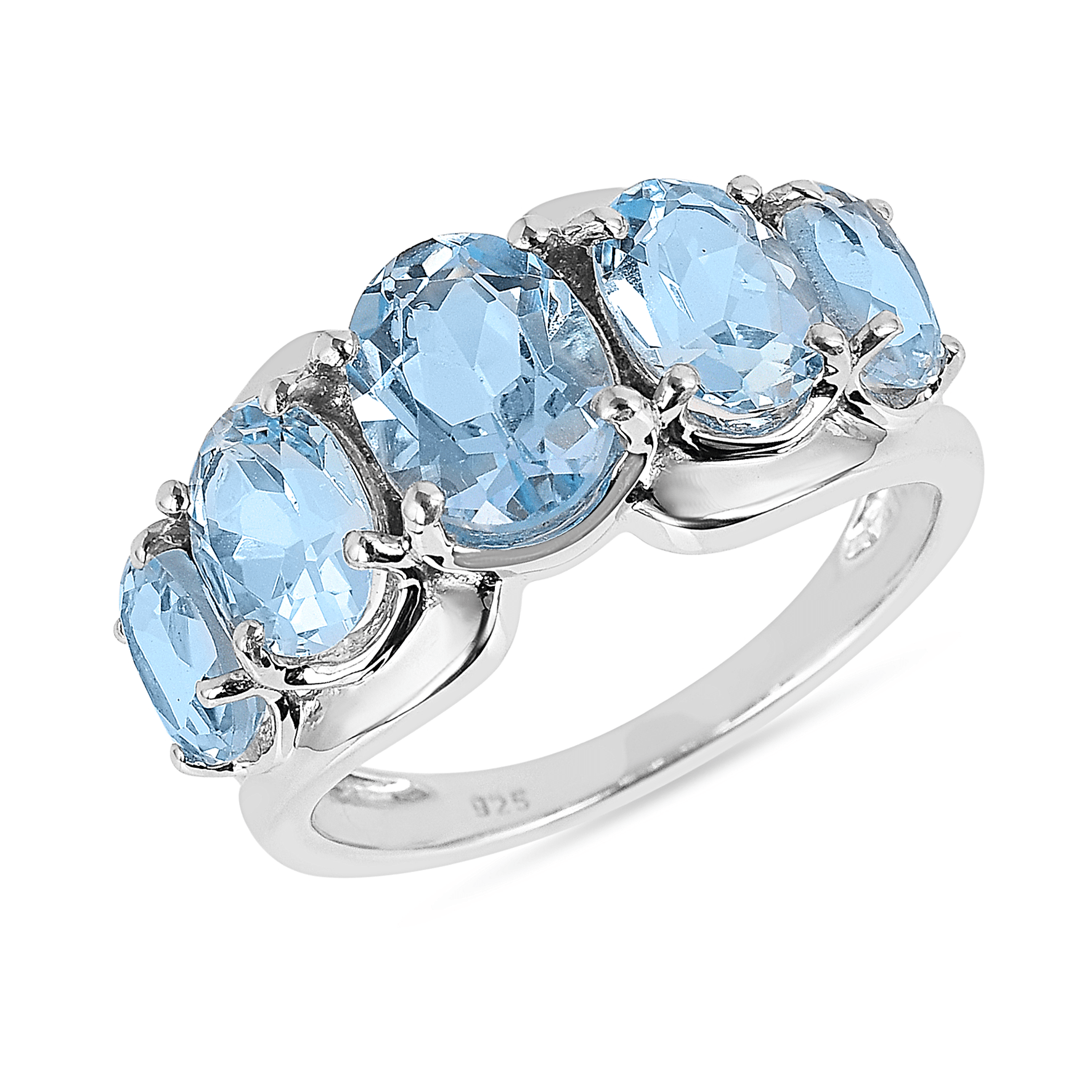 Bague en Argent 925 plaqué Rhodium assemblée de Topaze bleu ciel - Maison Di Giorgio