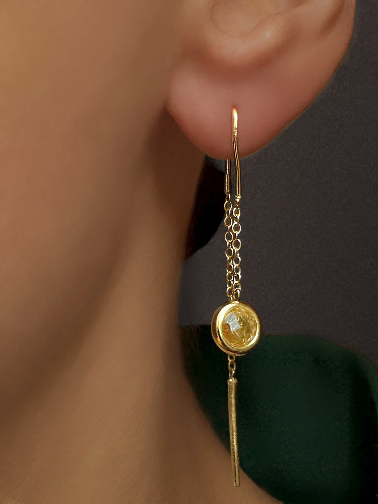 Boucles d'oreilles en Argent 925 doré Or jaune 18k assemblées de Citrine - Maison Di Giorgio