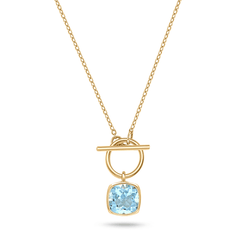 Collier en argent 925 doré Or jaune 18k assemblé de topaze bleue - Maison Di Giorgio