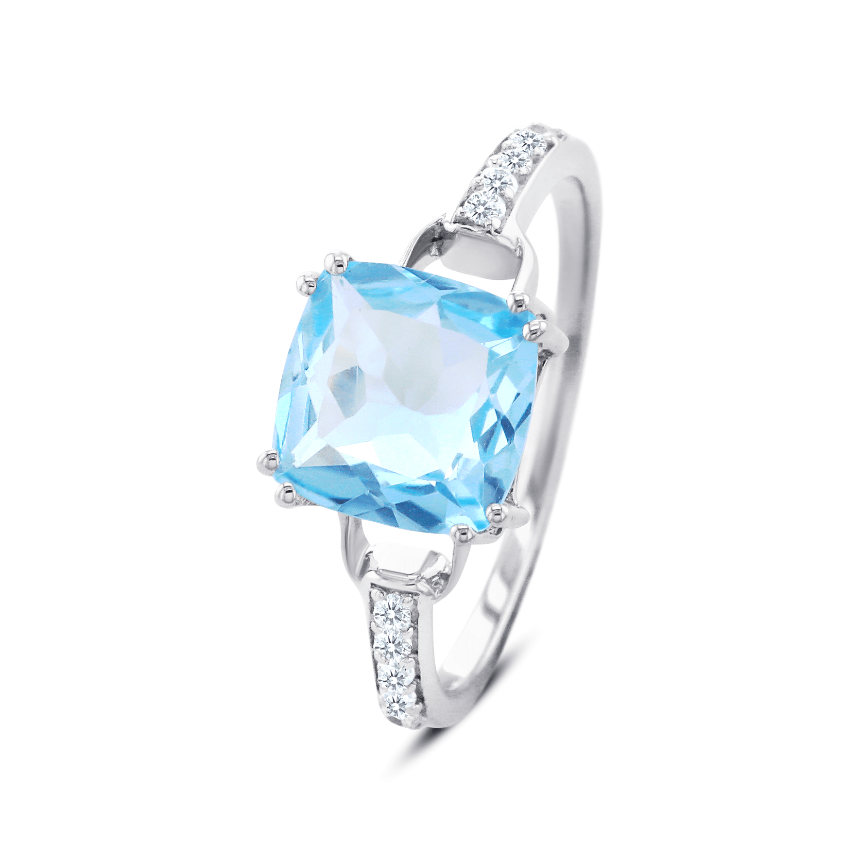 Bague en Argent 925 plaqué Rhodium assemblée de Topaze bleu ciel et Oxyde de zirconium - Maison Di Giorgio
