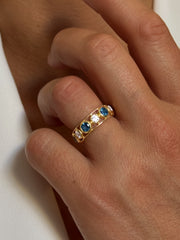Bague en Argent 925 doré Or jaune 18k assemblée de Topaze bleu Londres et Oxyde de zirconium - Maison Di Giorgio