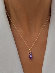 Collier en Argent 925 doré Or jaune 18k assemblé d'Améthyste Africaine - Maison Di Giorgio
