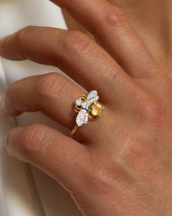 Bague en Argent 925 doré Or jaune 18k assemblée de Citrine et d'Oxyde de zirconium - Maison Di Giorgio