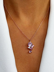 Collier en Argent 925 doré Or jaune 18k assemblé d'Améthyste, de Tourmaline, de Pierre de lune et d'Oxyde de zirconium - Maison Di Giorgio