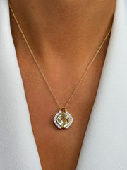 Collier en Argent 925 doré Or jaune 18k assemblé d'Améthyste verte et d'Oxyde de zircnium - Maison Di Giorgio
