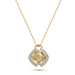 Collier en Argent 925 doré Or jaune 18k assemblé d'Améthyste verte et d'Oxyde de zircnium - Maison Di Giorgio