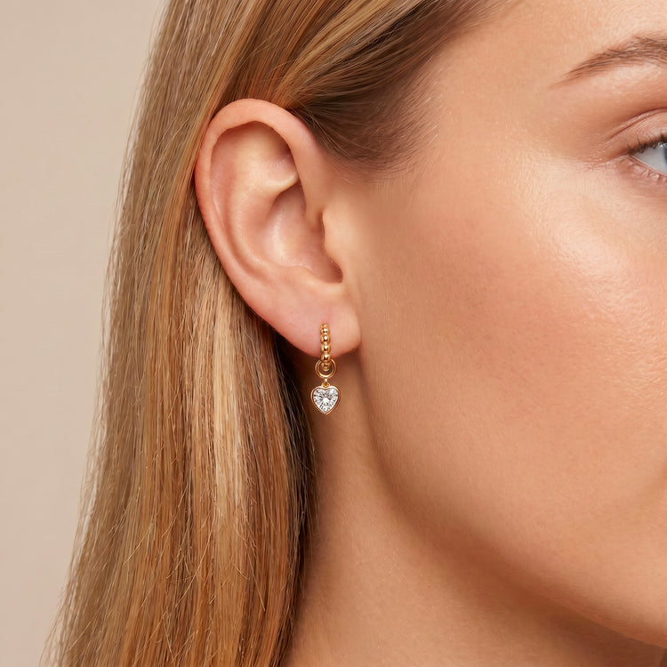 Boucles d'oreilles Secret Heart - Argent 925 doré Or jaune 18k, Oxyde de zirconium - Maison Di Giorgio