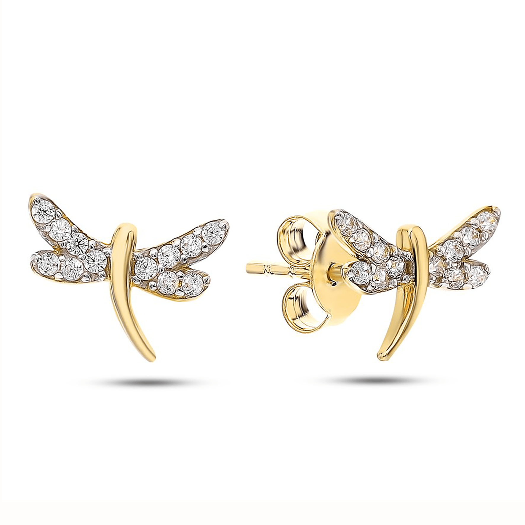 Boucles d'oreilles en Argent 925 doré Or jaune 18k assemblée d'Oxyde de zirconium - Maison Di Giorgio