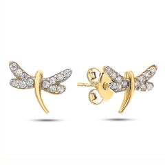 Boucles d'oreilles en Argent 925 doré Or jaune 18k assemblée d'Oxyde de zirconium - Maison Di Giorgio