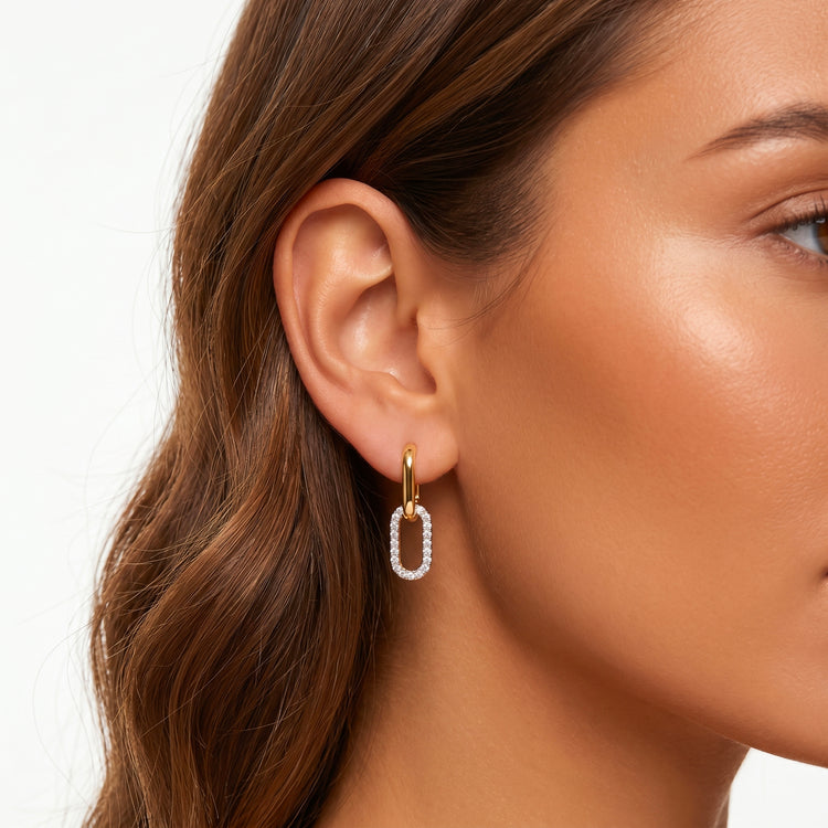Boucles d'oreilles Catena - Argent 925 doré Or jaune 18k, Oxyde de zirconium - Maison Di Giorgio