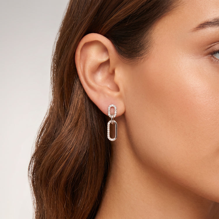 Boucles d'oreilles Catene - Argent 925, Oxyde de zirconium - Maison Di Giorgio