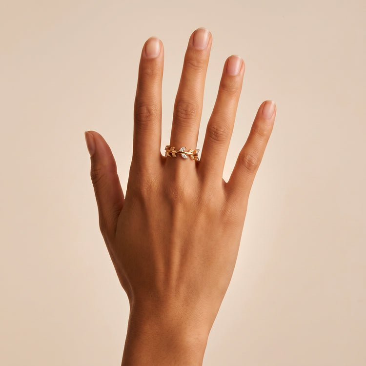 Bague Laurel - Argent 925 doré Or jaune 18k, Oxyde de zirconium - Maison Di Giorgio