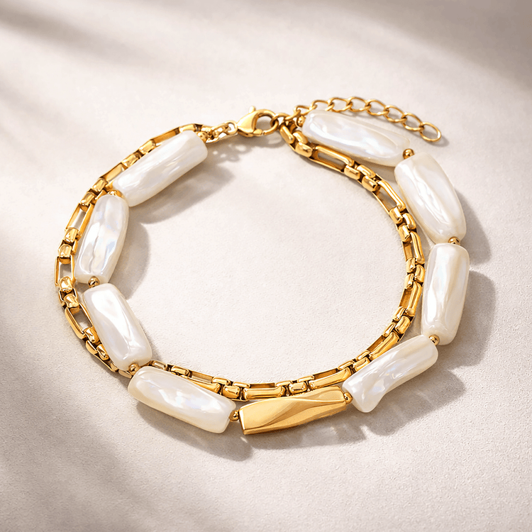 Bracelet - Doré Or jaune 18k, Coquillage blanc - Maison Di Giorgio