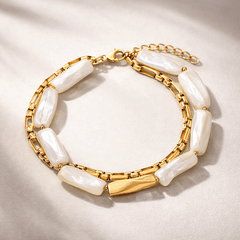 Bracelet - Doré Or jaune 18k, Coquillage blanc - Maison Di Giorgio