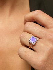 Bague en Argent 925 doré Or rose 18k assemblée d'Améthyste et Oxyde de zirconium - Maison Di Giorgio