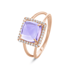Bague en Argent 925 doré Or rose 18k assemblée d'Améthyste et Oxyde de zirconium - Maison Di Giorgio