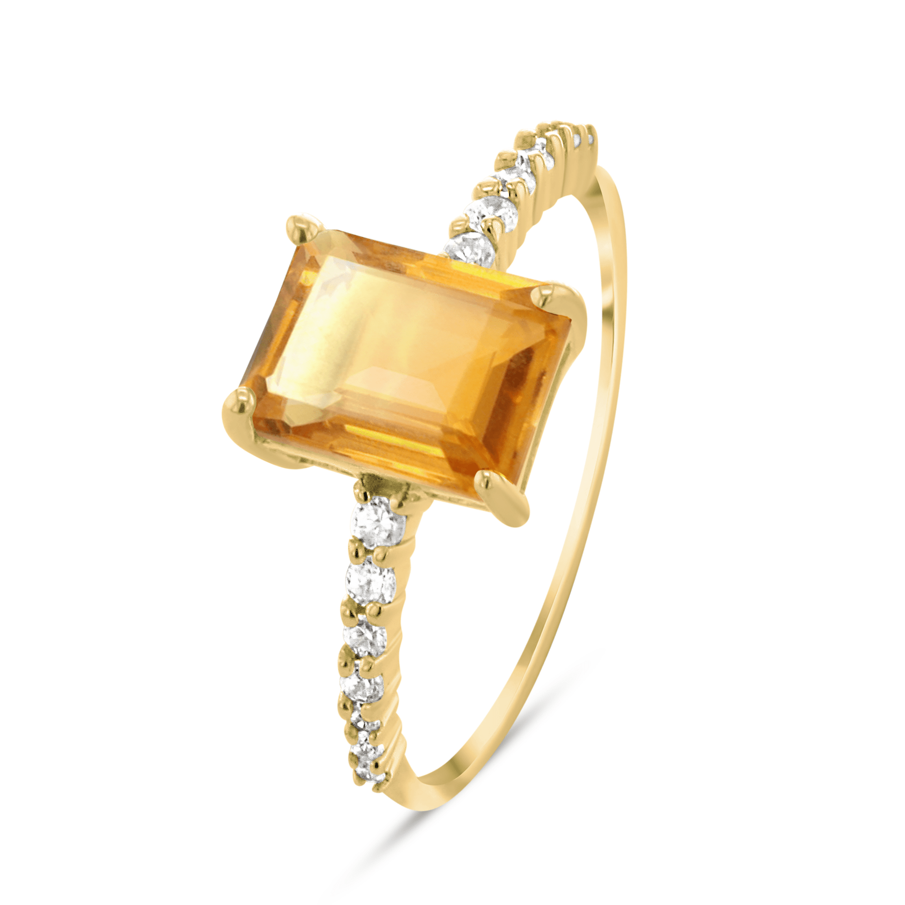 Bague en Argent 925 doré Or jaune 18k assemblée de Citrine et Oxyde de zirconium - Maison Di Giorgio