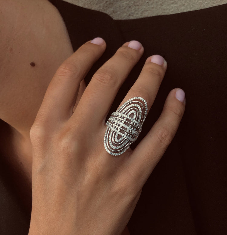 Bague en Argent 925 plaqué Rhodium assemblée d'Oxyde de zirconium - Maison Di Giorgio