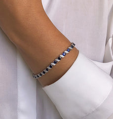 Bracelet en Argent 925 plaqué Rhodium et assemblé d'oxyde de zirconium blanc et Oxyde de zirconium bleu - Maison Di Giorgio