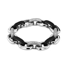 Bracelet en Argent 925 plaqué Rhodium et assemblé d'oxyde de zirconium blanc et Oxyde de zirconium noir - Maison Di Giorgio