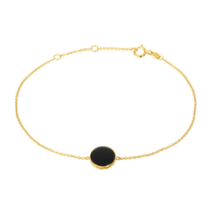 Bracelet en Argent 925 doré Or jaune 18k assemblé d'Onyx noir - Maison Di Giorgio