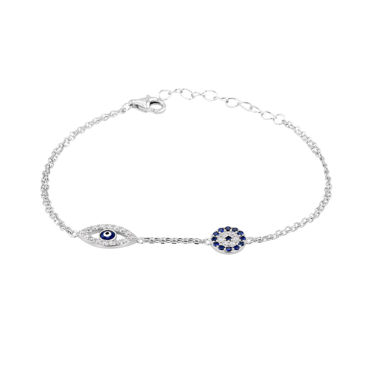 Bracelet en Argent 925 plaqué Rhodium et assemblé d'oxyde de zirconium et Oxyde de zirconium bleu - Maison Di Giorgio