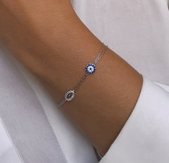 Bracelet en Argent 925 plaqué Rhodium et assemblé d'oxyde de zirconium et Oxyde de zirconium bleu - Maison Di Giorgio