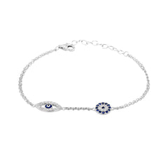 Bracelet en Argent 925 plaqué Rhodium et assemblé d'oxyde de zirconium et Oxyde de zirconium bleu - Maison Di Giorgio