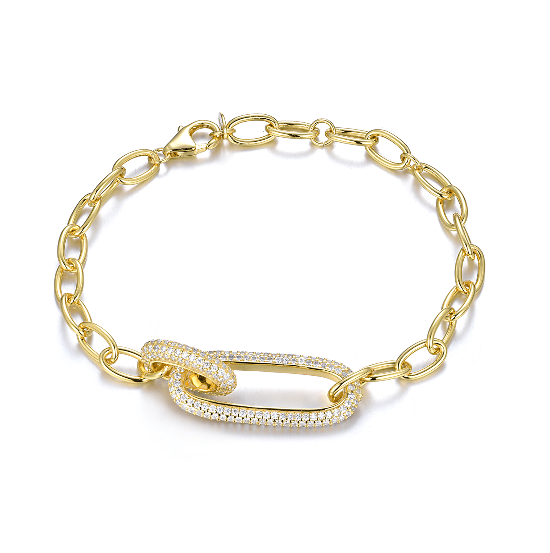 Bracelet en Argent 925 doré Or jaune 18k assemblé d'oxyde de zirconium blanc - Maison Di Giorgio