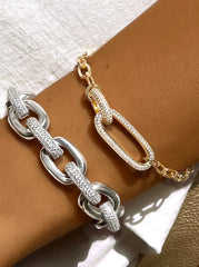 Bracelet en Argent 925 doré Or jaune 18k assemblé d'oxyde de zirconium blanc - Maison Di Giorgio