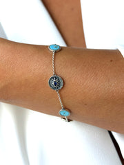 Bracelet en Argent 925 oxydé assemblé de Turquoise - Maison Di Giorgio