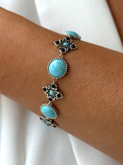 Bracelet en Argent 925 oxydé assemblé de Turquoise et d'Onyx noir - Maison Di Giorgio