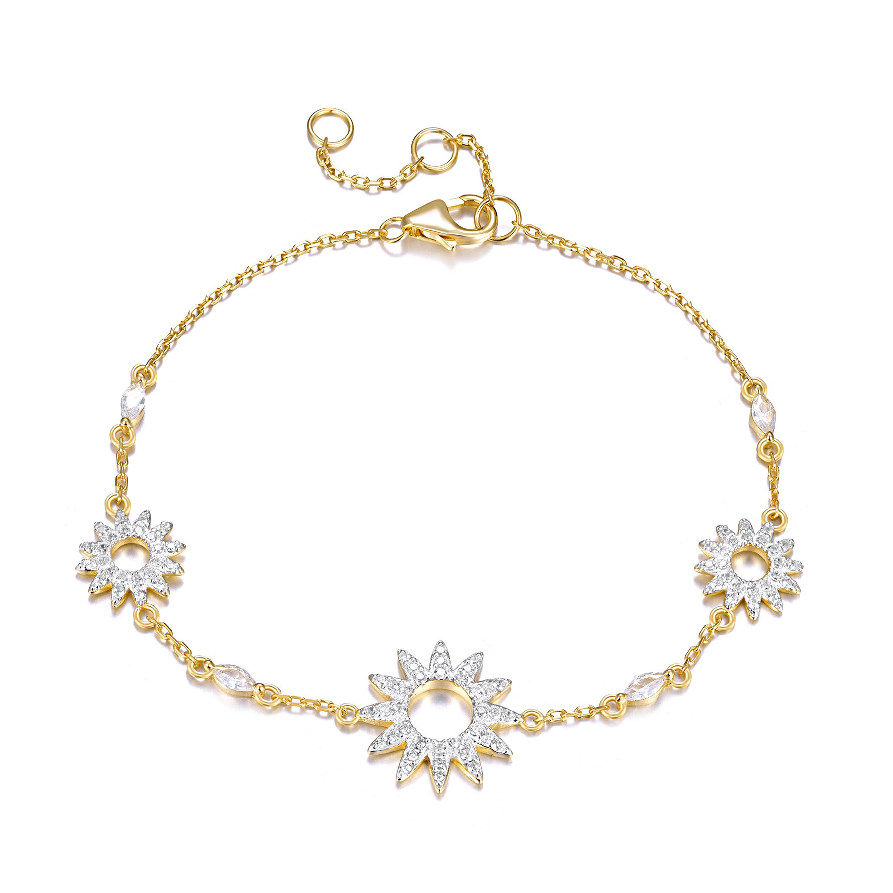 Bracelet en Argent 925 doré Or jaune 18k assemblée d'Oxyde de zirconium - Maison Di Giorgio