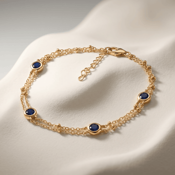 Bracelet - Argent 925 doré Or jaune 18k, Oxyde de zirconium bleu - Maison Di Giorgio