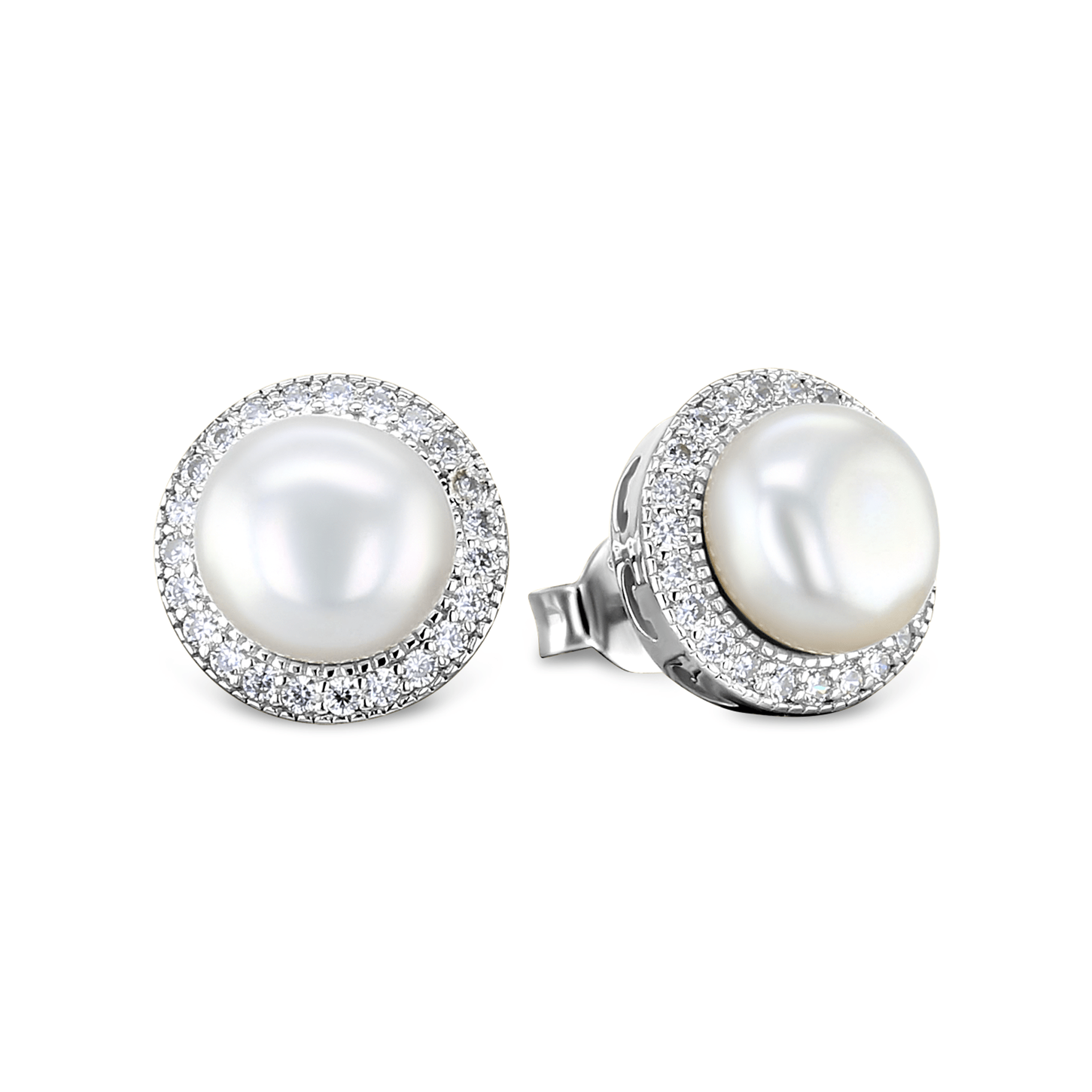 Boucles d'oreilles en Argent 925 plaqué Rhodium assemblées d'Oxyde de zirconium - Maison Di Giorgio