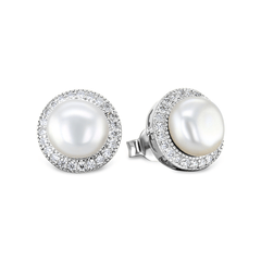 Boucles d'oreilles en Argent 925 plaqué Rhodium assemblées d'Oxyde de zirconium - Maison Di Giorgio