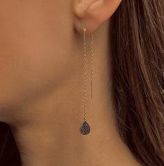 Boucles d'oreilles en Argent 925 doré Or rose 18k assemblées d'oxyde de zirconium noir - Maison Di Giorgio