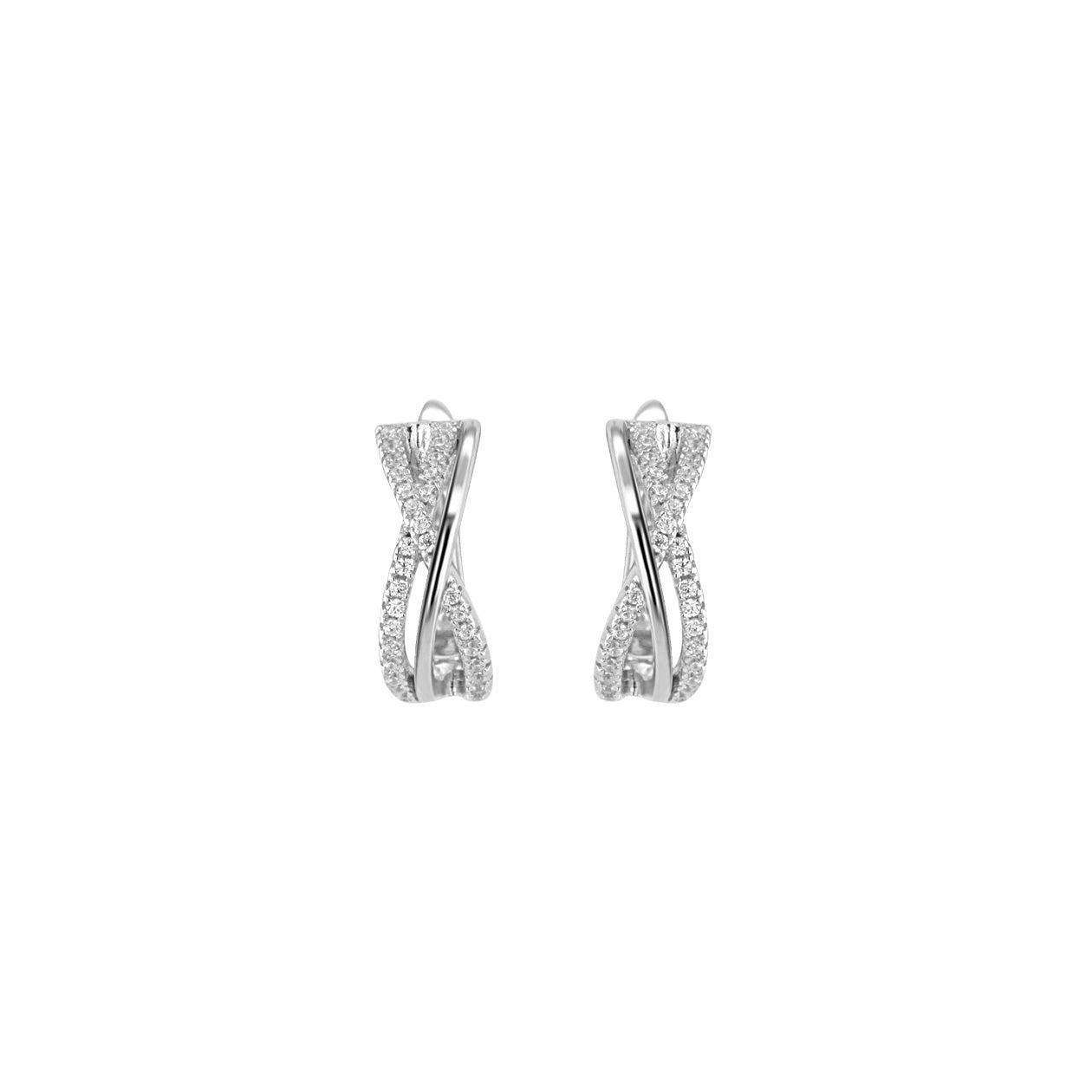 Boucles d'oreilles en Argent 925 plaqué Rhodium assemblées d'Oxyde de zirconium - Maison Di Giorgio