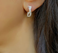 Boucles d'oreilles en Argent 925 plaqué Rhodium assemblées d'Oxyde de zirconium - Maison Di Giorgio