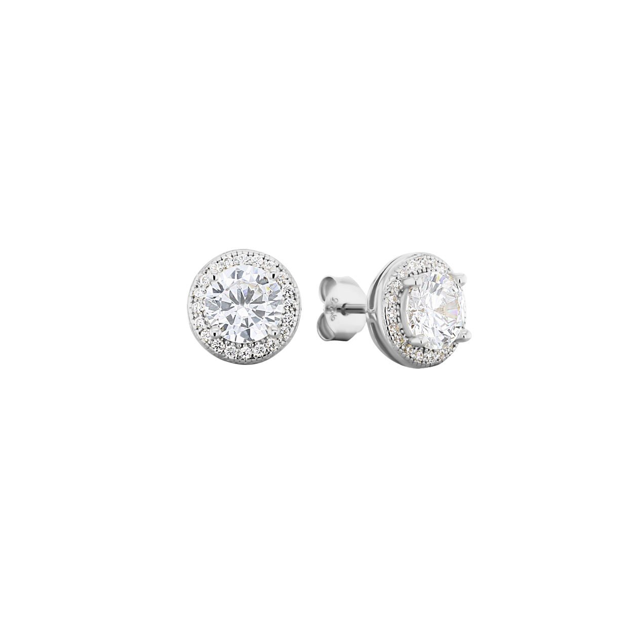 Boucles d'oreilles en Argent 925 plaqué Rhodium assemblées d'Oxyde de zirconium blanc - Maison Di Giorgio