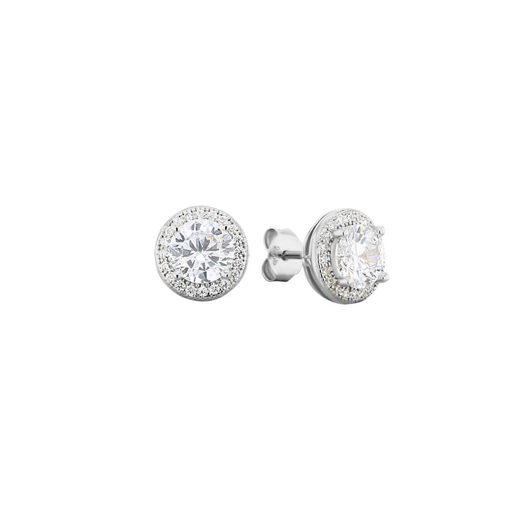 Boucles d'oreilles en Argent 925 plaqué Rhodium assemblées d'Oxyde de zirconium blanc - Maison Di Giorgio