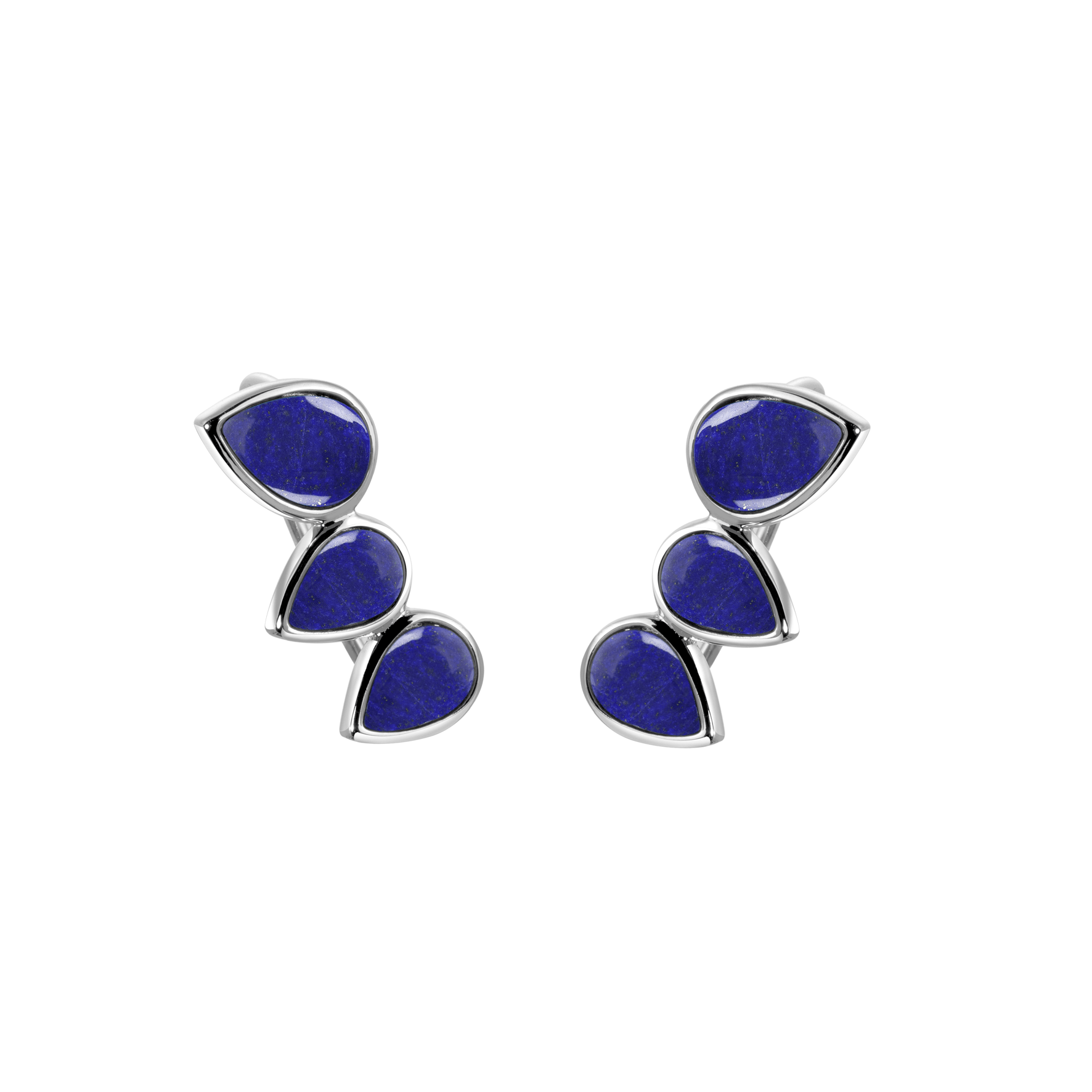 Boucles d'oreilles en Argent 925 assemblées de Lapis - lazuli - Maison Di Giorgio