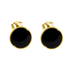 Boucles d'oreilles en Argent 925 doré Or jaune 18k assemblées de Onyx noir - Maison Di Giorgio