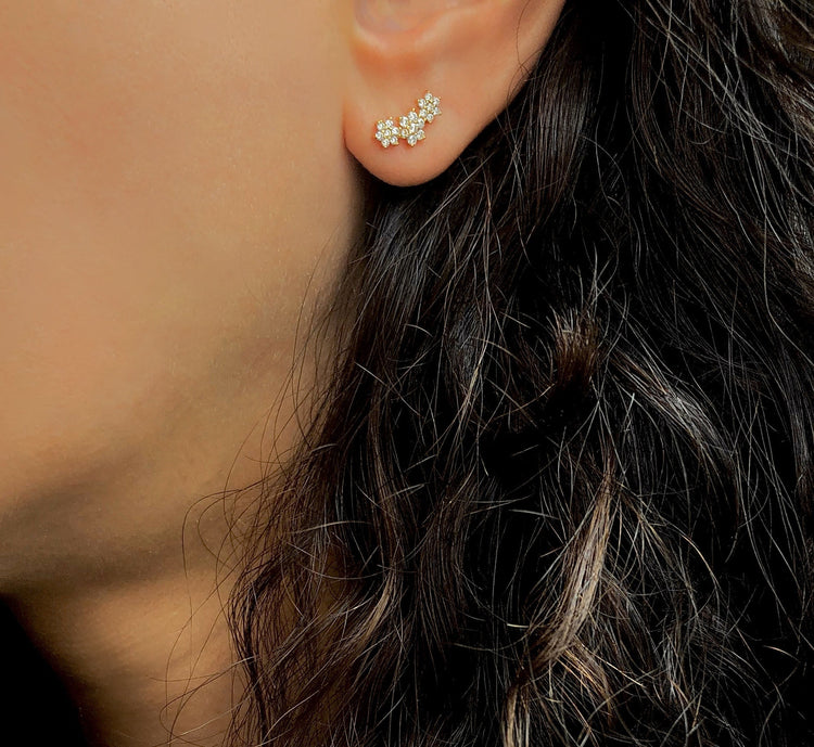 Boucles d'oreilles en Argent 925 plaqué Rhodium et assemblées d'Oxyde de zirconium blanc - Maison Di Giorgio