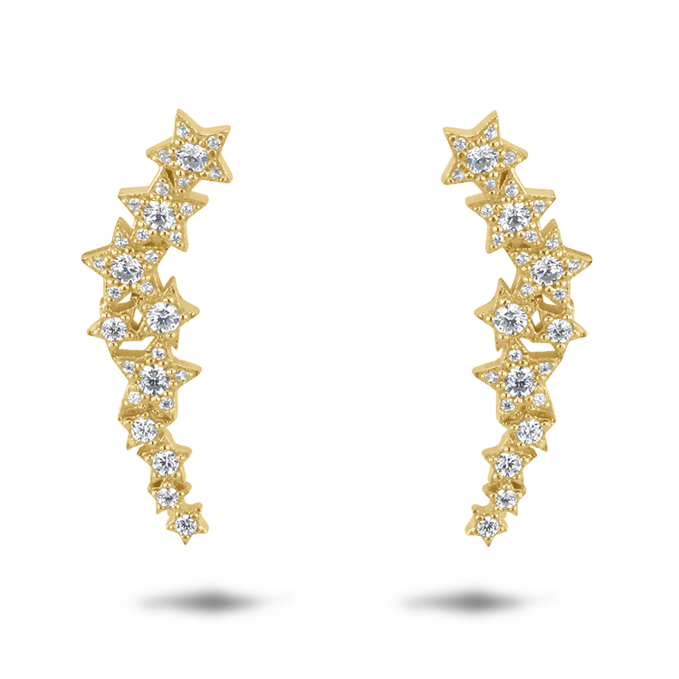 Boucles d'oreilles en Argent 925 doré Or jaune 18k assemblées d'oxyde de zirconium - Maison Di Giorgio