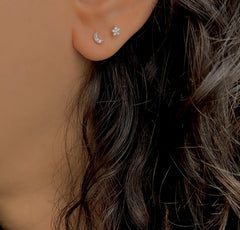 Boucles d'oreilles en Argent 925 plaqué Rhodium assemblées d'Oxyde de zirconium blanc - Maison Di Giorgio